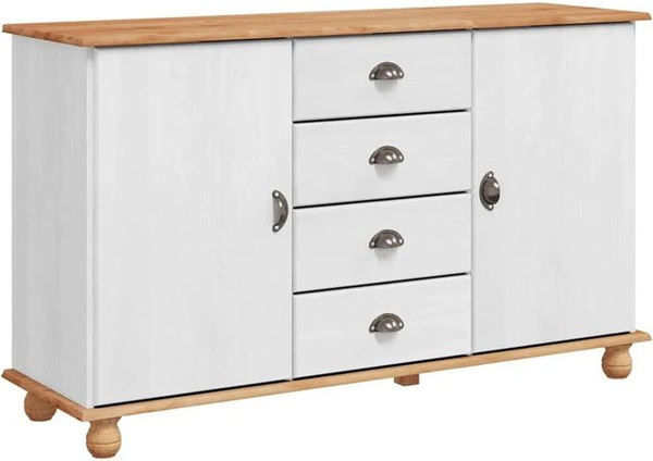 vidaXL Sideboard ASKIM in Weiß aus Massivholz Kiefer, B/T/H: 133,5 x 40 x 79 cm