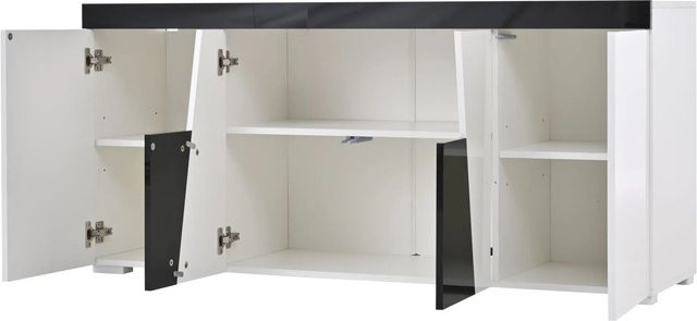 okwish Sideboard mit LED Beleuchtung in Weiß, modern mit 4 Türen, B/T/H: 140 x 40 x 65 cm - Bild 1