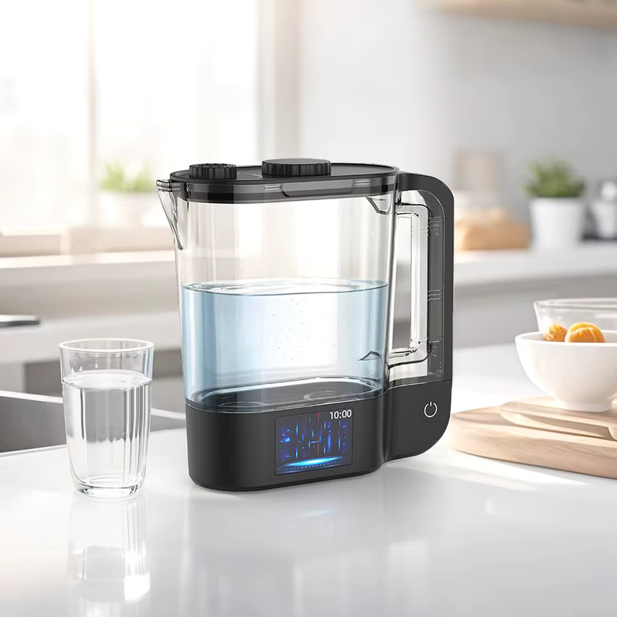 CAWOLO Wasserstoff-Wasser-Ionisator Krug mit SPE PEM-Technologie, 64 Unzen, Schwarz/Transparent - Bild 3