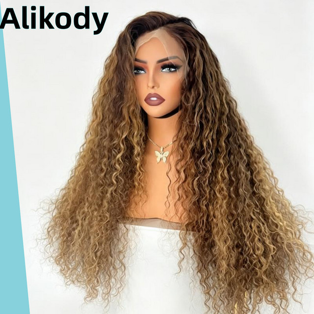 Highlight Ombre Lace Front Perücke Echthaar, Deep Wave, 4P27 Honigblonde, Damen - Bild 1