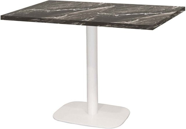 RestooTab Tisch Round rechteckiger Esstisch mit Stein-Dekor und weißem Gestell, B/T/H: 120 x 70 x 75 cm, Platte in Schwarz, Braun und Marmoriert - Bild 1