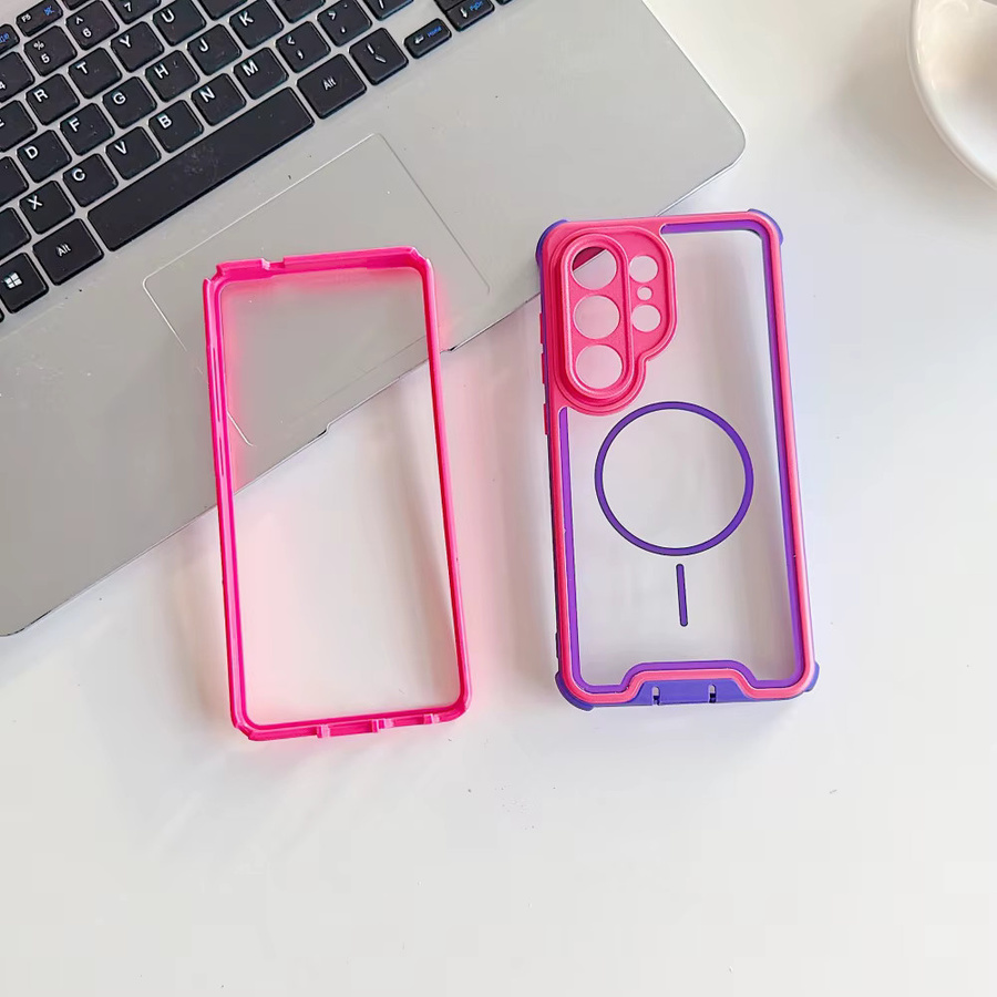 NUCWIN Transparente Magnetische Schutzhülle mit kontrastfarbenen Rändern für Samsung Galaxy S26 Ultra, S26 Plus, S25, S24 und S23 Ultra in Schwarz - Bild 2