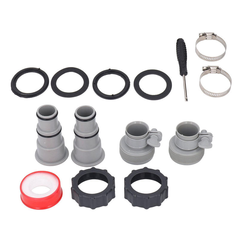 Schlauchadapter-Set mit Gewinde und Ersatzschellen als Rohrverbinder für 1,5- und 1,25-Zoll-Schläuche zur Wartung von Filterpumpen - Bild 5