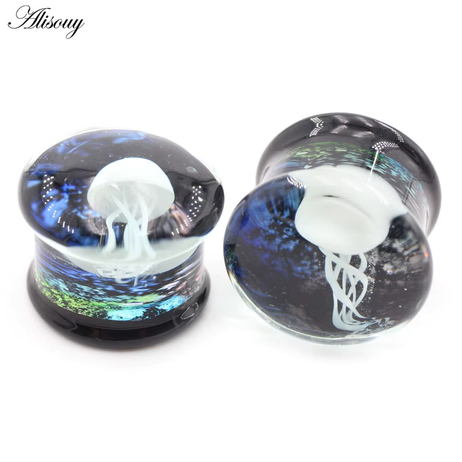 Alisouy Ohrstöpsel Glas, Weiß, Unisex, 8-25mm - Bild 2