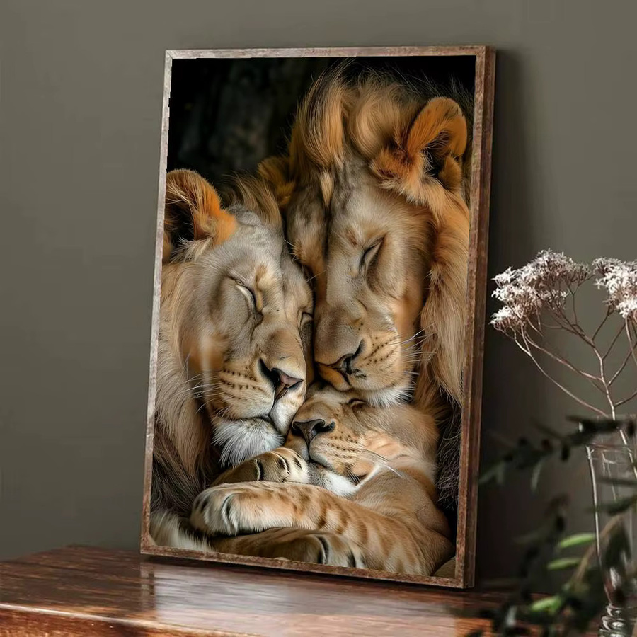 Kawaii Wandaufkleber mit Löwe, Tiger und Jungtier als dekorative Wandmalerei in HD-Qualität - Bild 3
