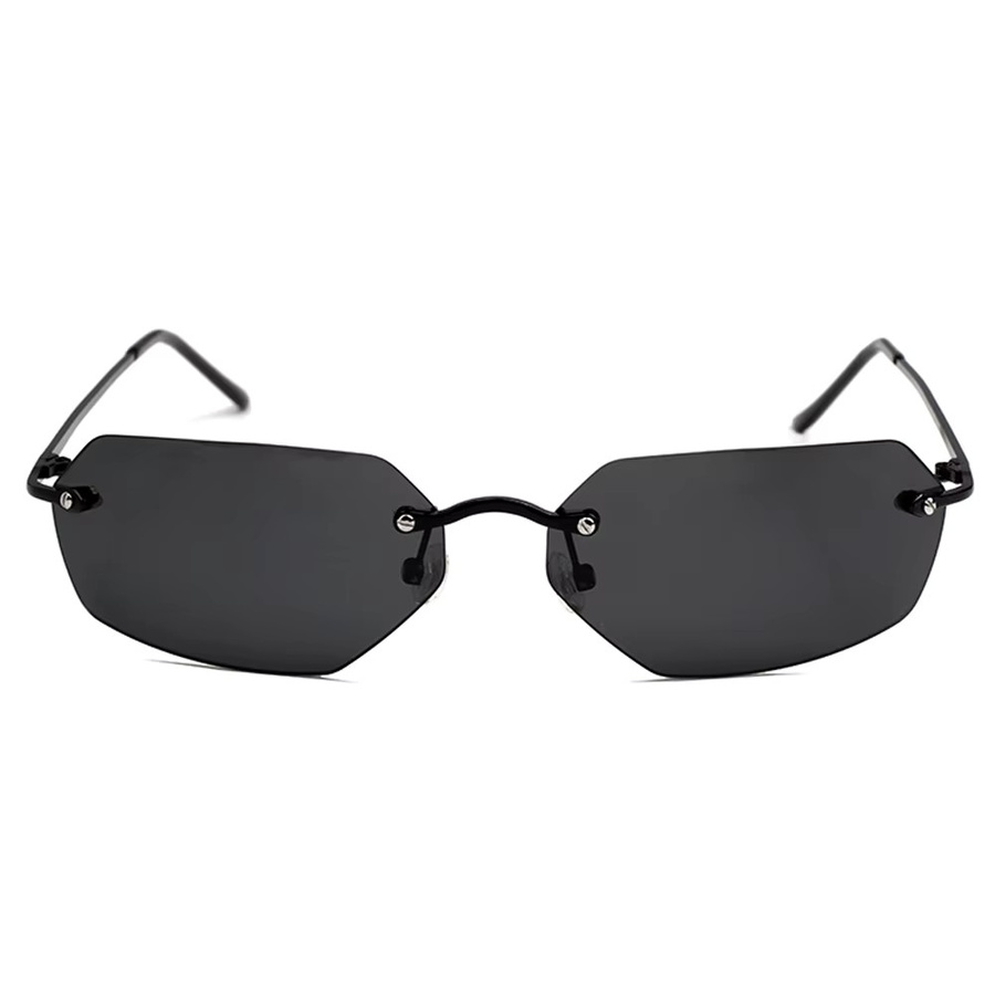 ISENGHUO Matrix Neo Sonnenbrille, randlos, rechteckig, Metall, schwarz, Männer - Bild 2