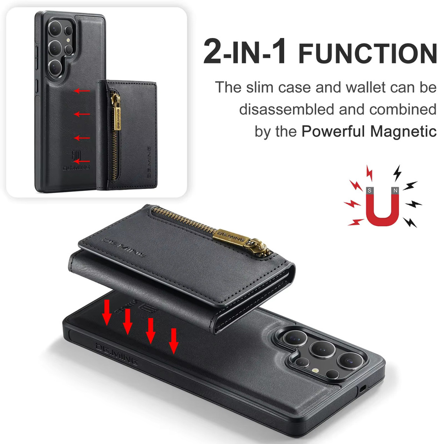 2 in 1 MagSafe Schutzhülle für Samsung Galaxy S25 S24 Ultra Plus FE mit Leder-Wallet, Kartenfach und magnetischem Kickstand in Schwarz oder Grün - Bild 3