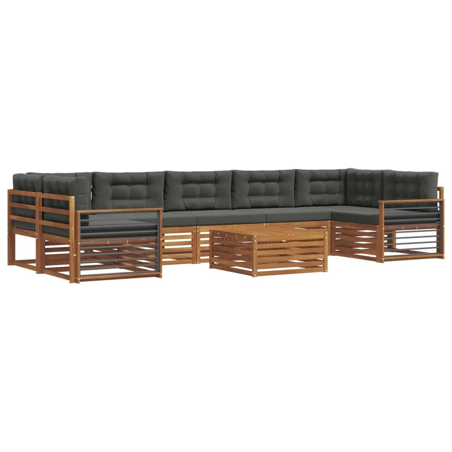 vidaXL Outdoor-Sofagarnitur 8-teilig aus Akazienholz mit Kissen in Natur und Anthrazit - Bild 2