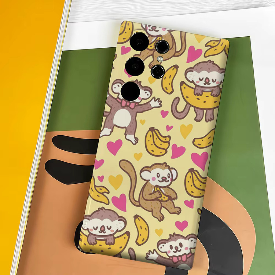 Aurbe Handyhülle für Samsung Galaxy S26 S25 S24 S23 Ultra Plus mit niedlichem Affen- und Bananen-Motiv, mehrfarbig, doppelschichtiger Schutz - Bild 4