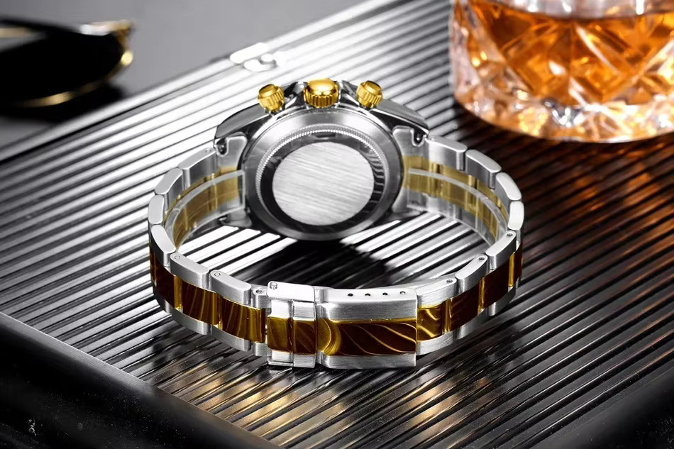 PAULAREIS P Armbanduhr Automatik, Edelstahl, Gold, Schwarz, Diamant, Herren - Bild 3