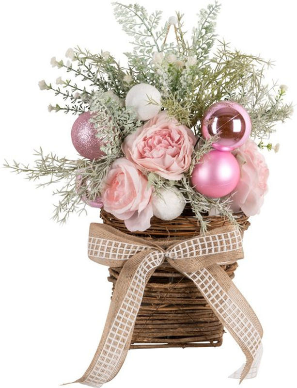 Hängeornament von viva domo im Landhausstil mit floralen Blumen und Blättern aus Holz in Braun, Rosa und Mehrfarbig - Bild 1