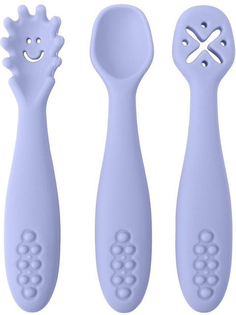 MARKET-2 Lernlöffel Set aus Silikon für Babys und Kleinkinder, 3 Stück, ergonomisches Fütterbesteck zur Entwöhnung - Bild 1