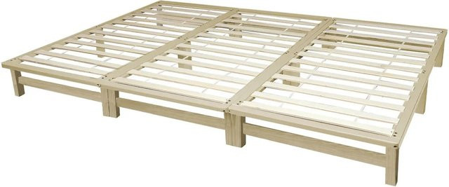 Homestyle4u Familienbett XXL Palettenbett Design aus massiver Kiefer in Braun mit Lattenrost B: 270 cm, T: 200 cm - Bild 1