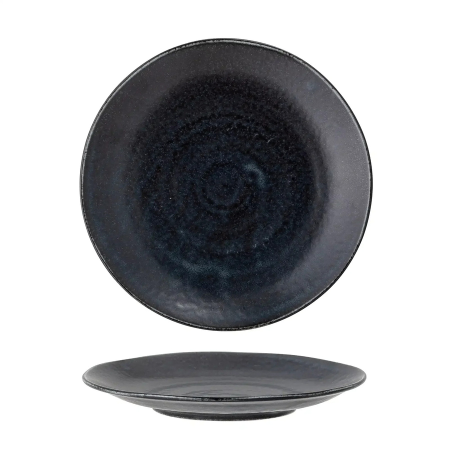 Bloomingville Teller Yoko aus Porzellan in Schwarz, Set von 4 Stück, Durchmesser: 24 cm - Bild 1