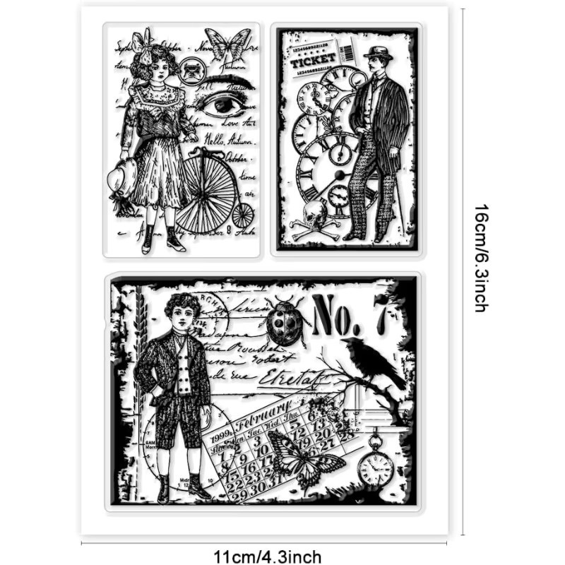 Transparenter Retro Silikonstempel mit Menschenmotiv für DIY Scrapbooking und Fotoalben - Bild 2