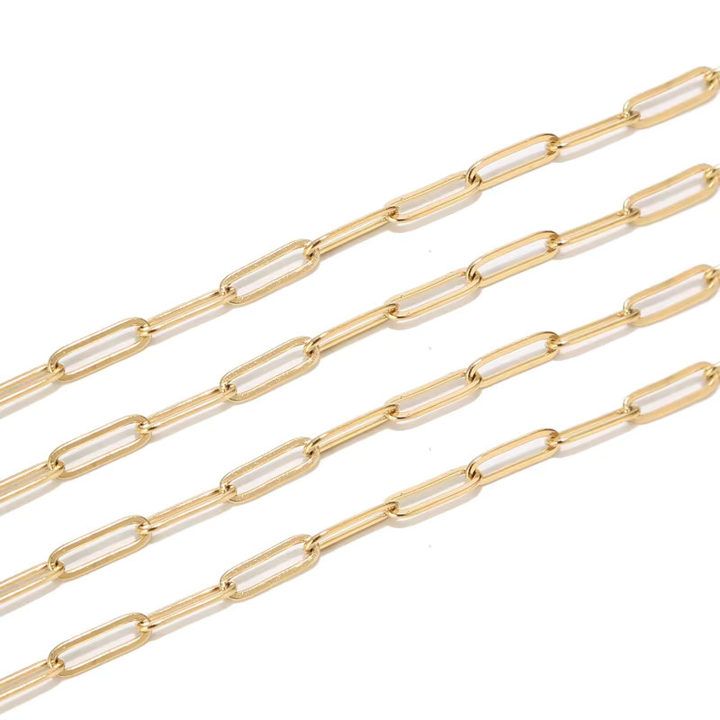 Touredbeads Kabelkette Edelstahl, goldfarben, 1 m, 4 mm x 12 mm - Bild 2