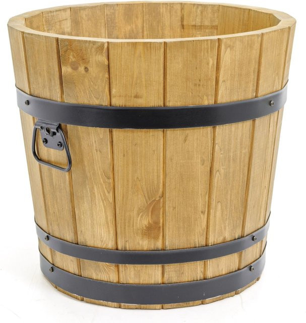 HolzFee Pflanzkübel rustikal aus Kiefernholz in Braun, Durchmesser: 42 cm, Höhe: 38 cm - Bild 1