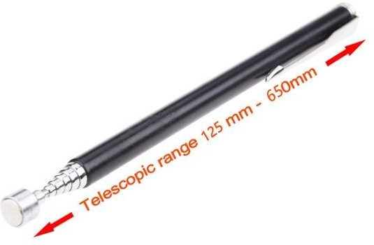 Tragbarer Mini-Teleskop-Magnetstift aus Stahl in Schwarz zum Aufnehmen von Muttern und Bolzen - Bild 1