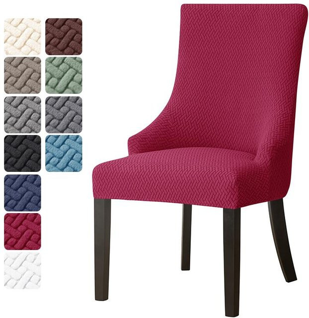Elastische Jacquard Esszimmerstuhlbezüge für Hochlehner und Schrägstühle aus Polyester und Elasthan - Bild 1