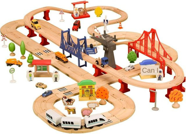 Binchi Keji Travel Straßenzug Set Holzschienen Zubehör, ab 4 Jahren - Bild 1