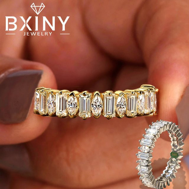 BXINY Ring, 925 Silber, Diamant, Vintage, Damen und Herren - Bild 1