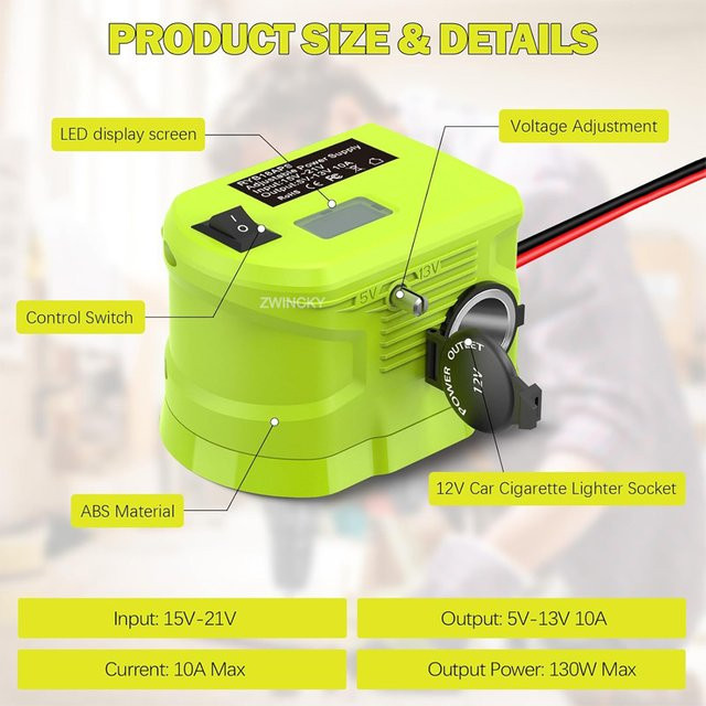 BSIDE Step-Down-Konverter Ryobi 18V Li-Ionen-Akku auf 12V Power-Wheel-Adapter Spannungsreduzierer Transformator für Auto-Geräte - Bild 1