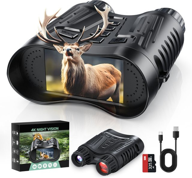 DIYIMIN Nachtsicht-Fernglasbrille in Schwarz mit 8-fachem Digitalzoom, HD 1080P und 4K Videoaufzeichnung inklusive IR-Beleuchtung für Jagd und Camping - Bild 1