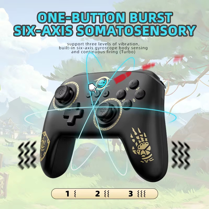 VILCORN S11 Multi-Plattform Kabelloser Spiele-Controller in Schwarz für Nintendo Switch und PC mit Dualer Vibration und Sechs-Achsen-Bewegungserkennung - Bild 4