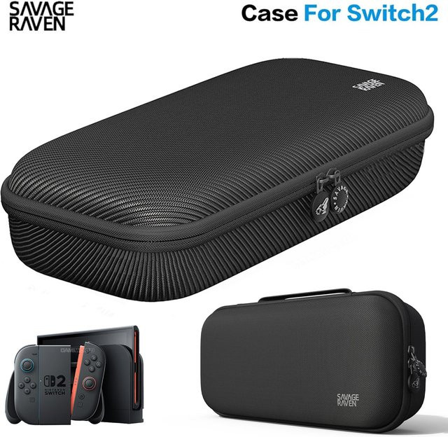 Skull & Co. Savage Aufbewahrungstasche Raven für Nintendo Switch 2, tragbare EDC-Hartschalen-Tragetasche in Schwarz - Bild 1