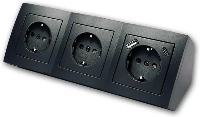 McPower Steckdosenblock Flair 3-fach in Schwarz mit USB-A und USB-C Anschlüssen - Bild 1