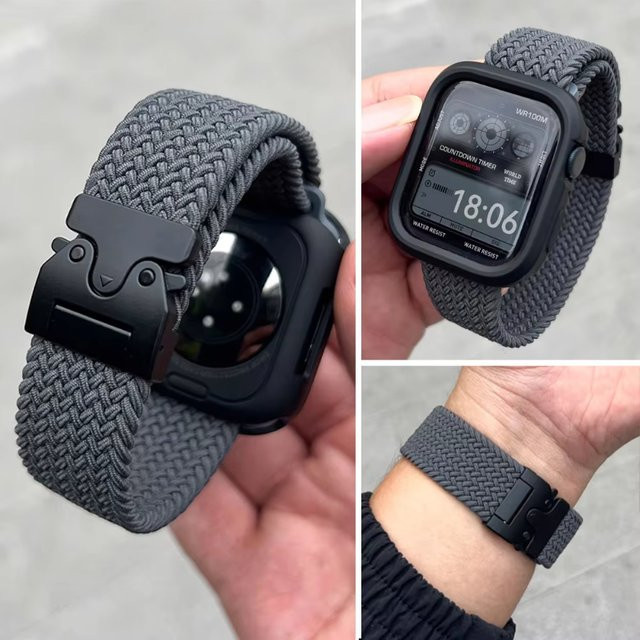 NEY Uhrenarmband, geflochtenes Textil/NATO, Schwarz, Unisex - Bild 1