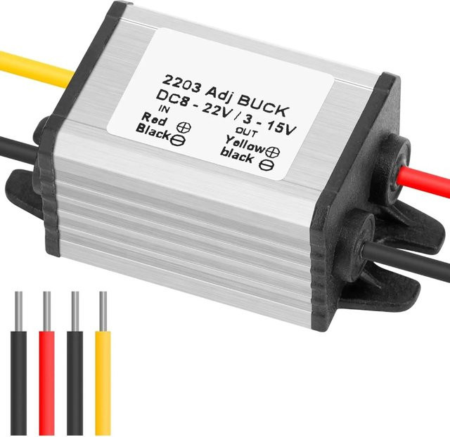 Waohei DC-DC Abwärtswandler Wasserdichter Spannungsregler DC 8-35V zu DC 3-15V in Silber - Bild 1