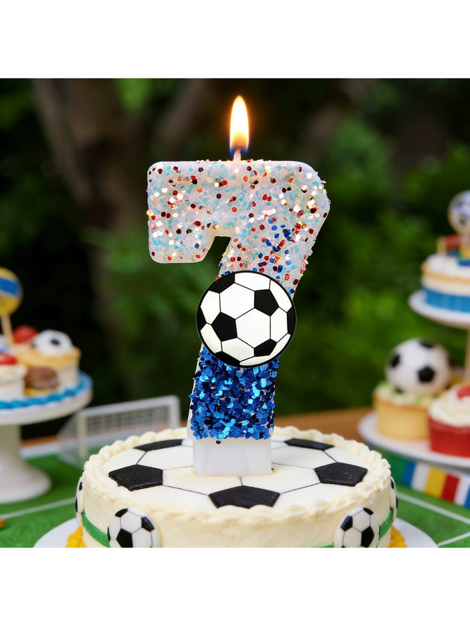 Potdemiel 3D Fußball-Kerze als Kuchendekoration in Multicolour für Kindergeburtstage und Sportpartys - Bild 2