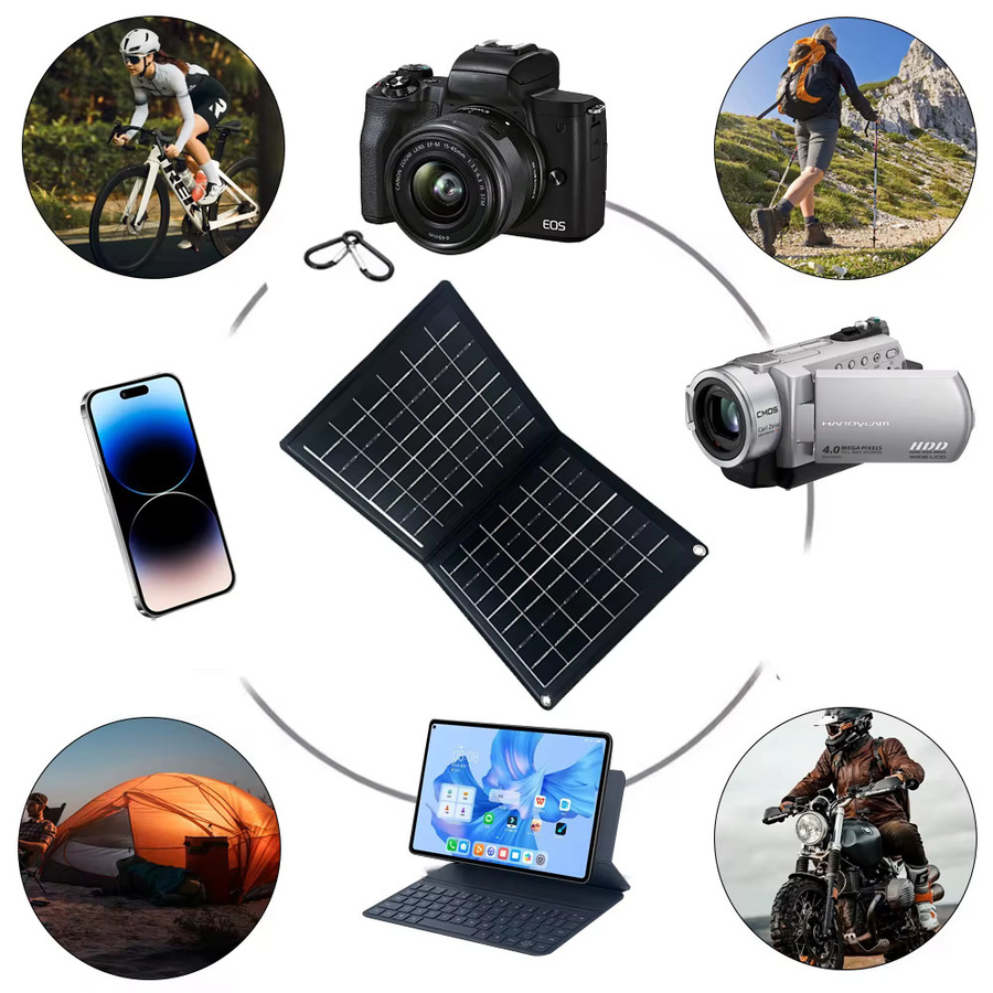SOECOPO Faltbares Solarpanel 40 W für Outdoor-Aktivitäten mit Powerbank, USB und Typ-C, Schwarz - Bild 6