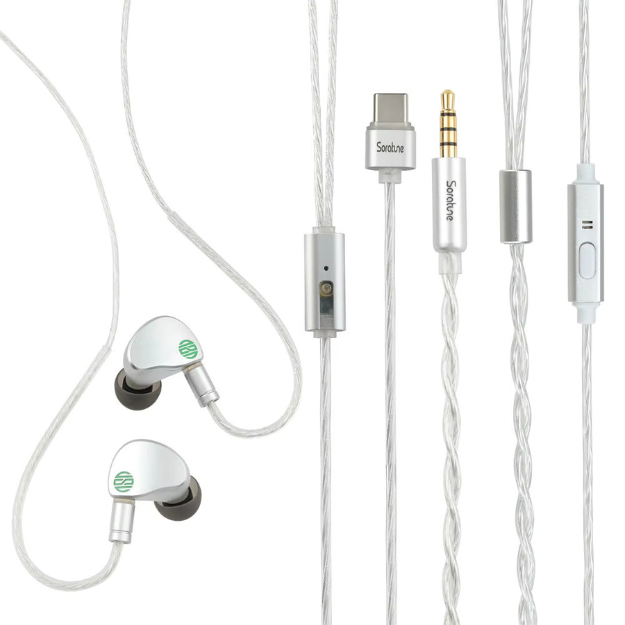Soratune BI02 HiFi-In-Ear-Kopfhörer in Silber mit Dual-Chamber-Technologie und N52 Magnet-Dynamik-Treibern - Bild 4