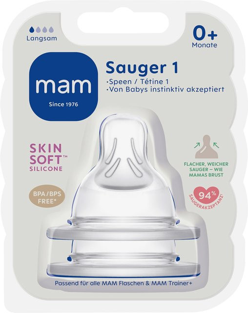 MAM Trinksauger SkinSoft Silikon 2er-Pack Größe 1 für ab 0 Monate, transparent - Bild 1