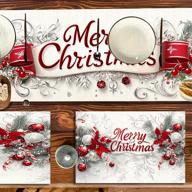 JIT Tischläufer Christmas Candy Cane aus Leinen mit weihnachtlichem Grafikdruck - Bild 3
