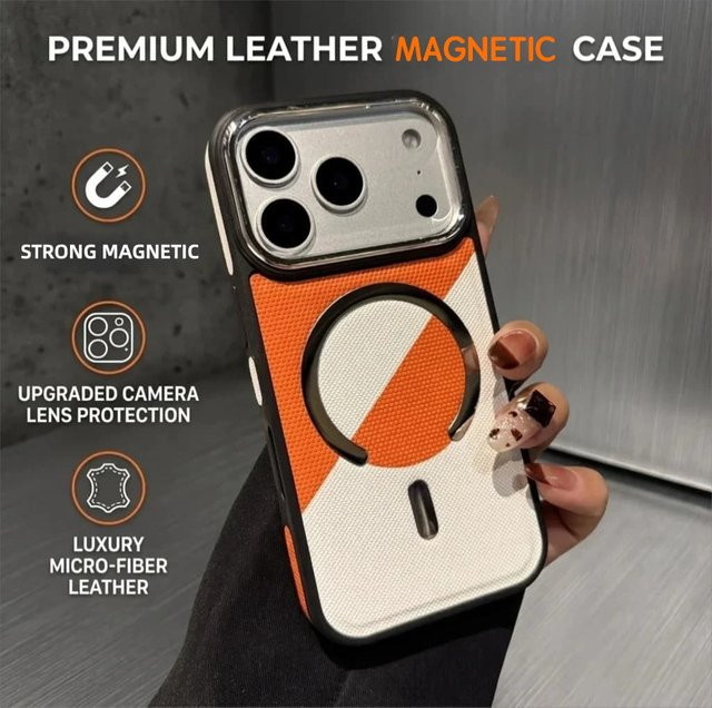 RPKKS Farbkontrast Flanell-Leder-Handyhülle mit MagSafe für iPhone 17 16 15 14 13 Pro Max, Stoßfeste Rückabdeckung, Mehrfarbig - Bild 1
