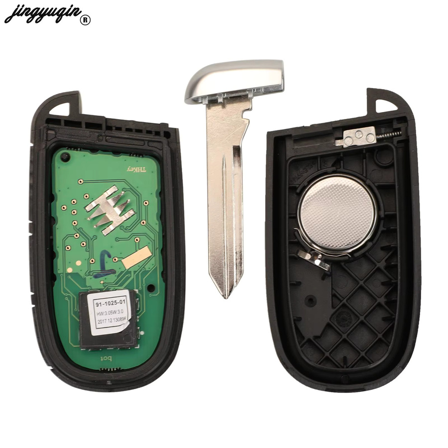 Jingyuqin Auto-Fernbedienungsschlüssel 433MHz mit ID46 PCF7953 Chip für Jeep Grand Cherokee 2014 - 2019, Schwarz - Bild 5
