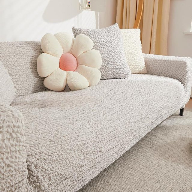 Universal Stretch Sofaüberzug aus Polyester, grau, kratzfest und waschbar, Breite: 305-360 cm - Bild 1