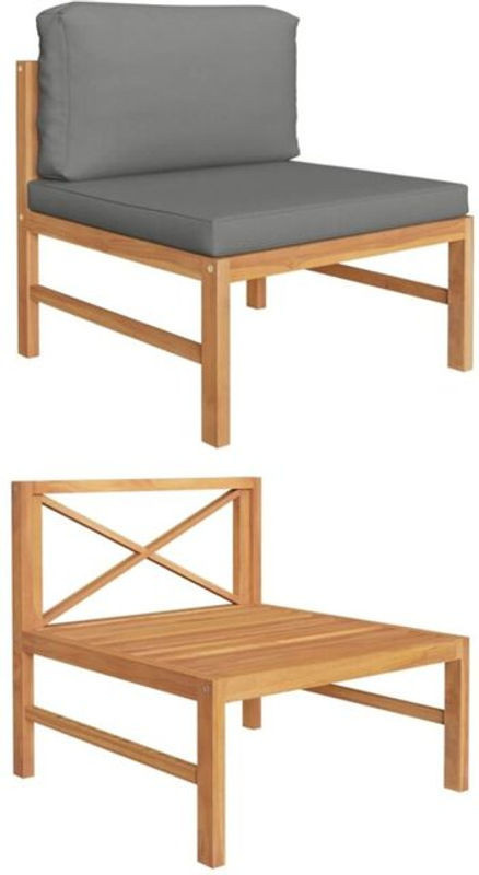 vidaxl Modulsofa aus Massivholz Teak mit anthrazitfarbenen Stoffkissen - Bild 1
