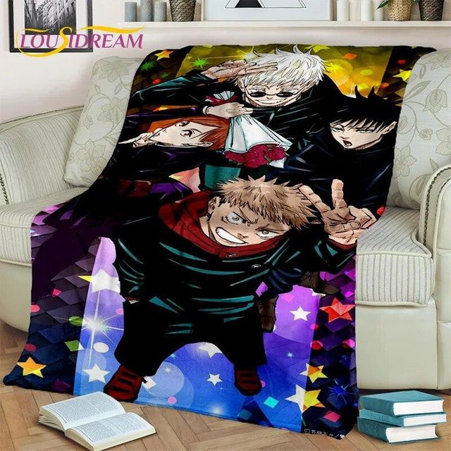 Magic Zhu Anime Jujutsu Kaisen Itadori Yuji 3D-Decke, weiche Polyester-Überwurfdecke, Mehrfarbig, B x H: 75 x 90 cm - Bild 1