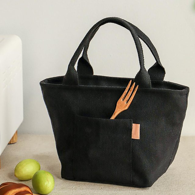Isolierte Canvas-Lunchtasche von Rd lala in Schwarz mit Reißverschluss für Picknick und Reisen - Bild 1