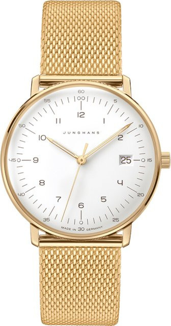 Junghans Max Bill Damenuhr, Quarz, Edelstahl, 33 mm, Weiß, 5 ATM - Bild 1