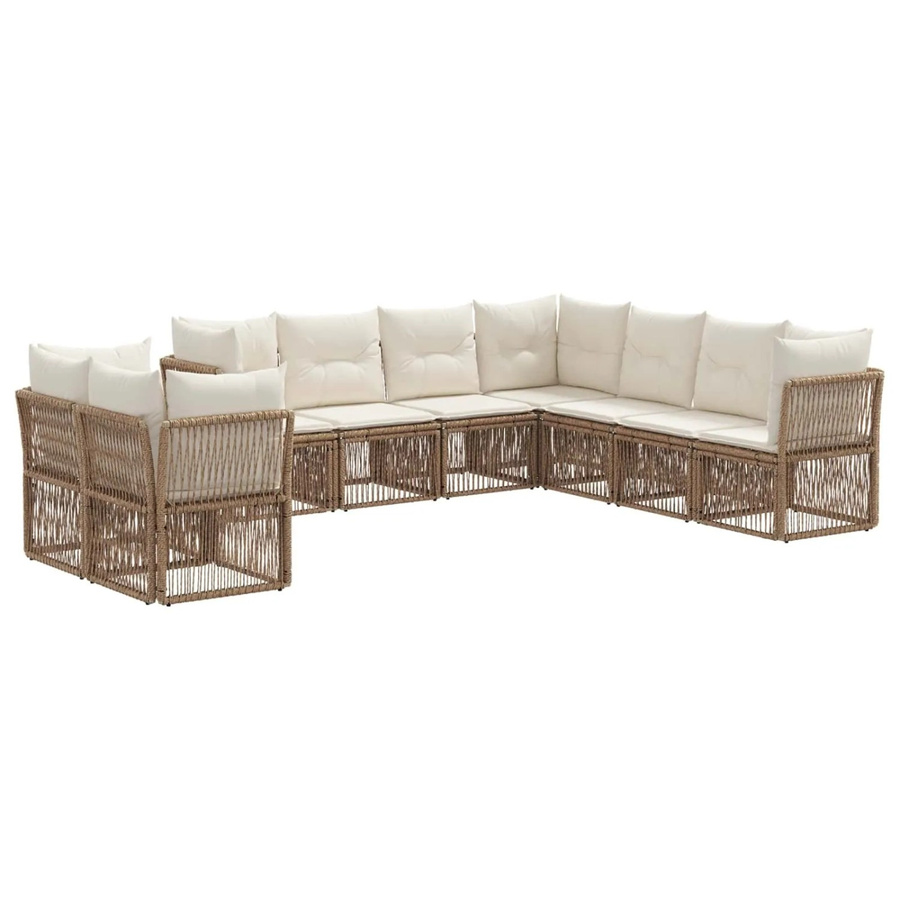 vidaXL Gartensofa-Set 9-teilig in Beige aus Poly-Rattan mit Polsterung und pulverbeschichtetem Stahlgestell - Bild 2