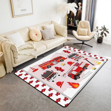 Karpetti Bereichsteppich Feuerwehrauto Motiv in Multicolour, Waschbarer Teppich für Kinderzimmer und Wohnzimmer, B/B: 50 x 80 cm