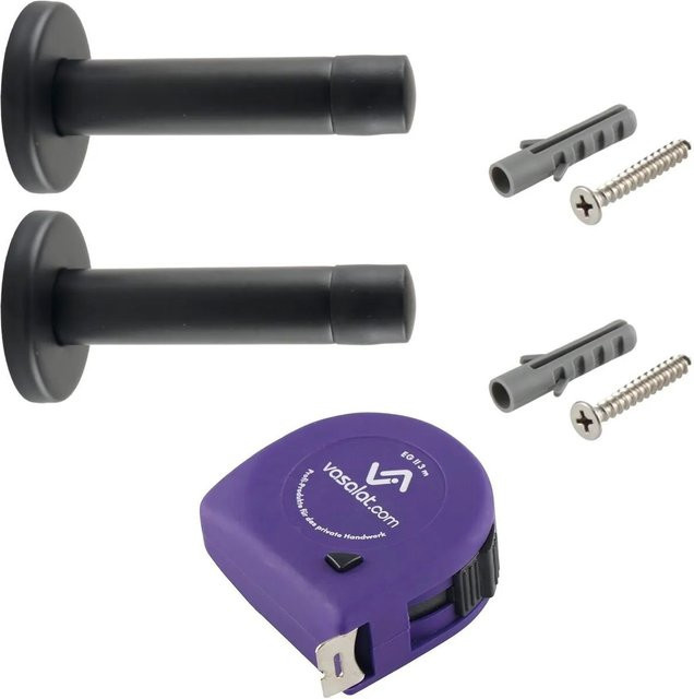 vasalat Set Türstopper Wand mit Dämpfer aus Edelstahl in Schwarz matt, Durchmesser: 20 mm, Länge: 100 mm - Bild 1