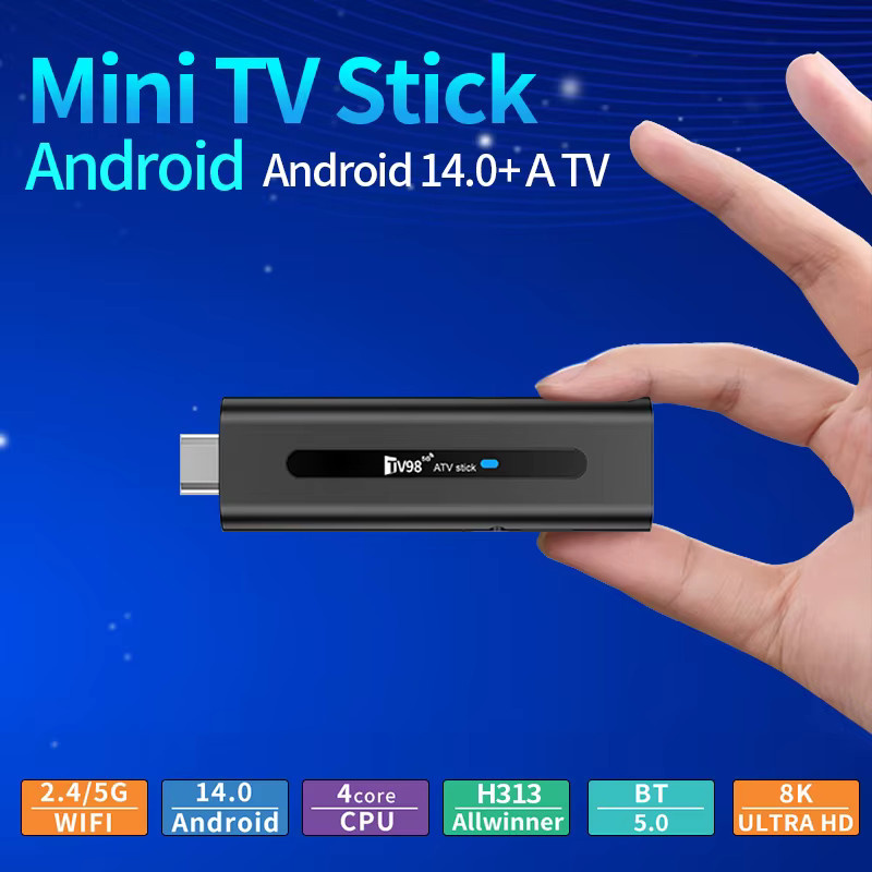 CLIBABIQBOX TV98 ATV Stick Smart Media Streamer mit Android 14.0, 2GB RAM, 16GB Speicher, Allwinner H313, 8K 4K Unterstützung, 4G 5G WLAN, Bluetooth 5.0 und Sprachfernbedienung in Schwarz - Bild 3