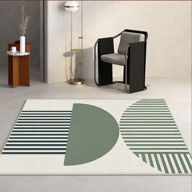 Karpetti Teppich mit nordischem geometrischem Design in Grün, flauschig, weich, rutschfest und waschbar, B/T: 120 x 80 cm - Bild 1