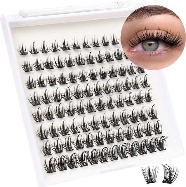 LIMEIKAI Wimpern-Cluster DIY Wimpernverlängerung, 96 Stück, Black, C D Curl, 8-16mm - Bild 1